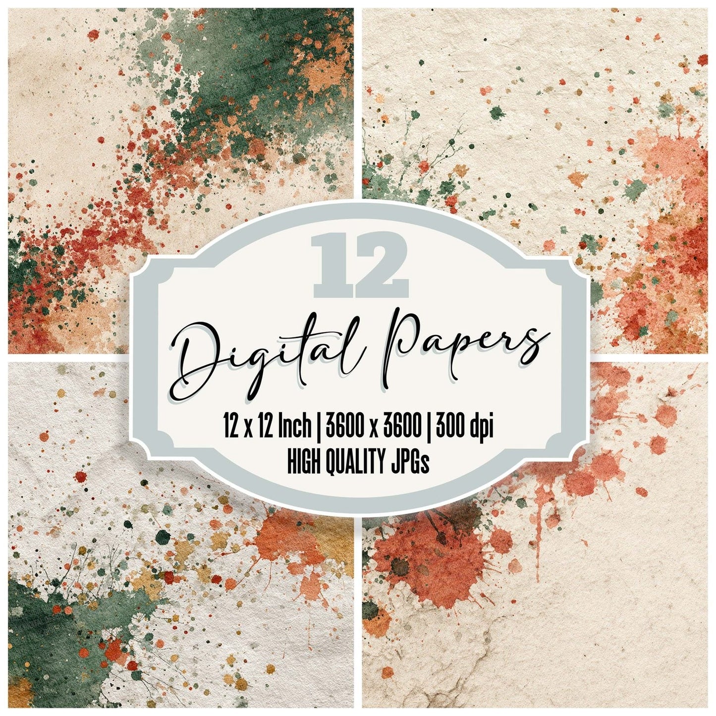 Splatter Sage Rust Digital Paper Pack (DDD003811)