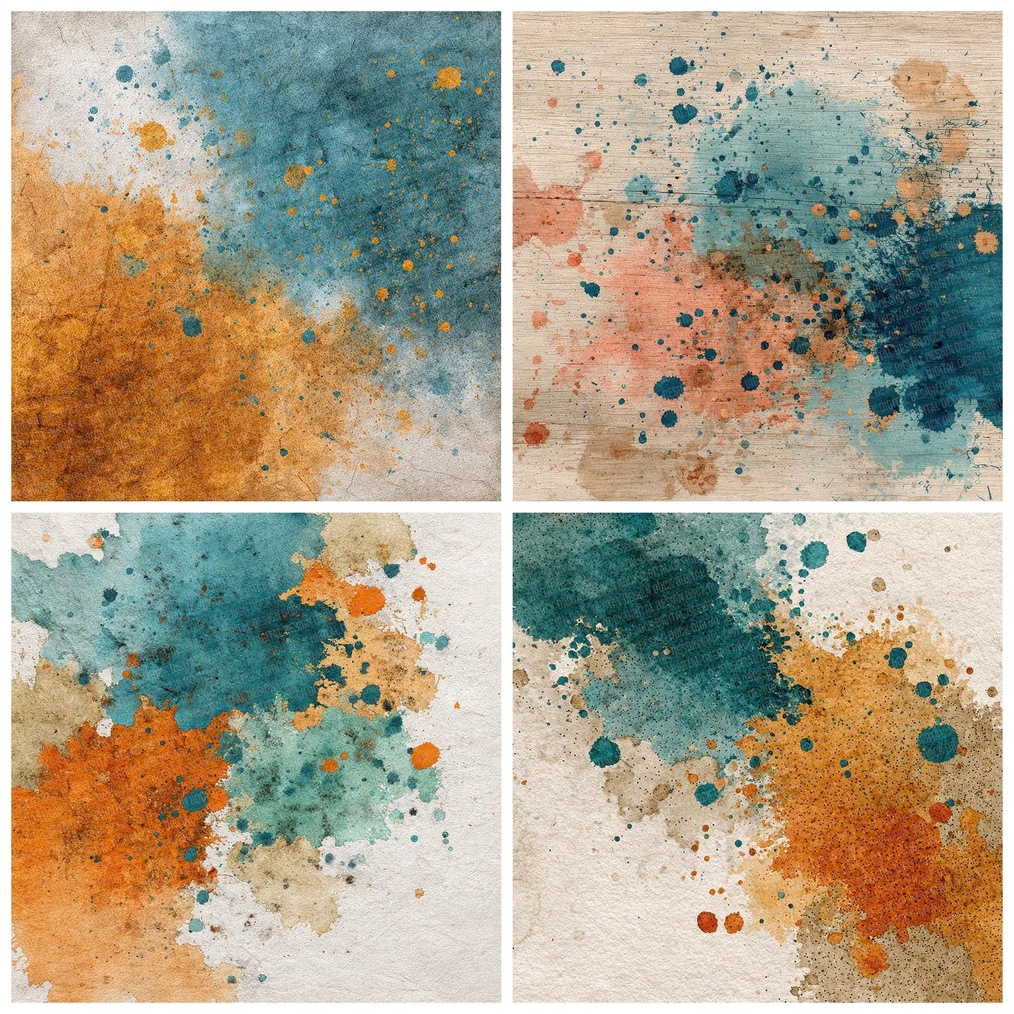 Splatter Turquoise Sienna Digital Paper Pack (DDD003814)