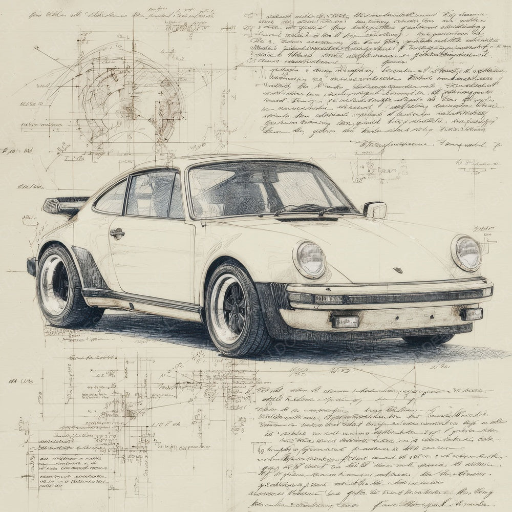 Sports Car Sketch Iconic Motion Draft Digital Paper Pack (DDD003821)