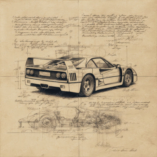 Sports Car Sketch Supercar Classic Plate Digital Paper Pack (DDD003824)