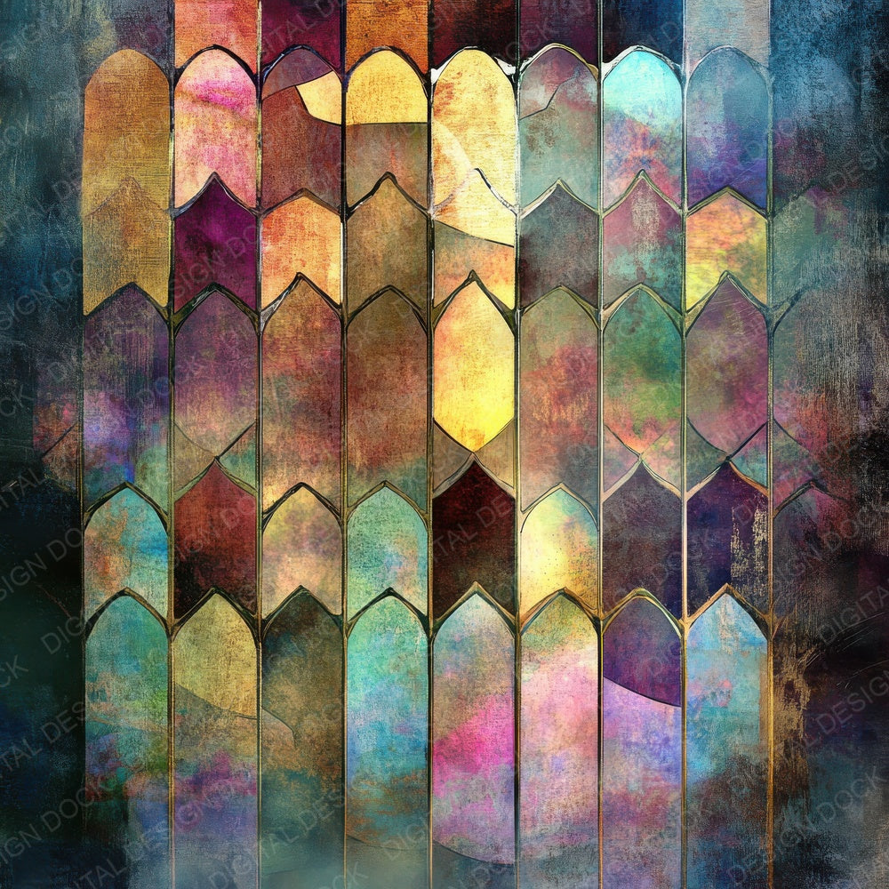 Stained Glass Glow Background Digital Paper Pack (DDD003833)