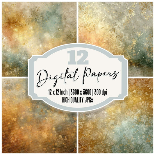 Star Glow Vintage Christmas Background Digital Paper Pack (DDD003840)