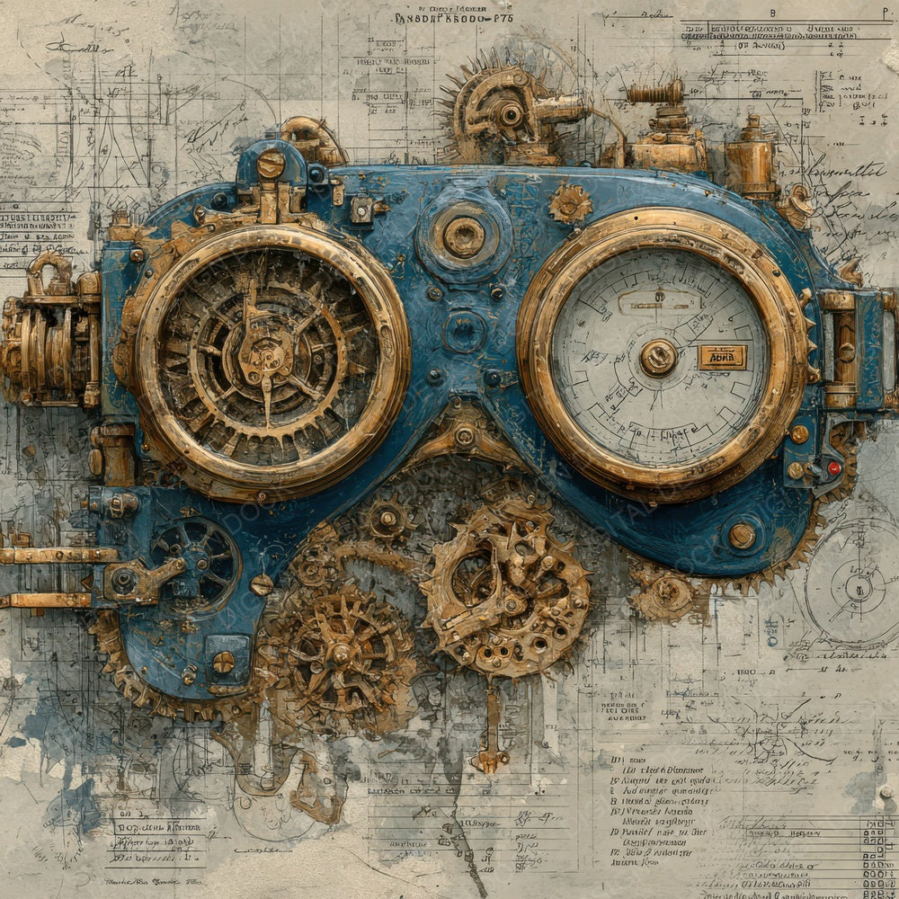 Steampunk Gear Collage Digital Paper Pack (DDD003848)