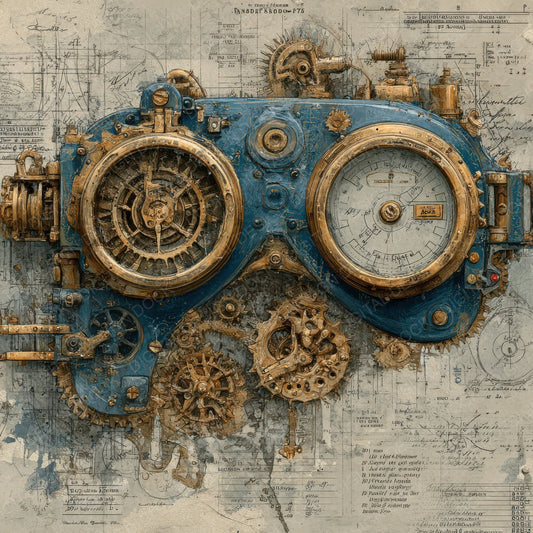 Steampunk Gear Collage Digital Paper Pack (DDD003848)
