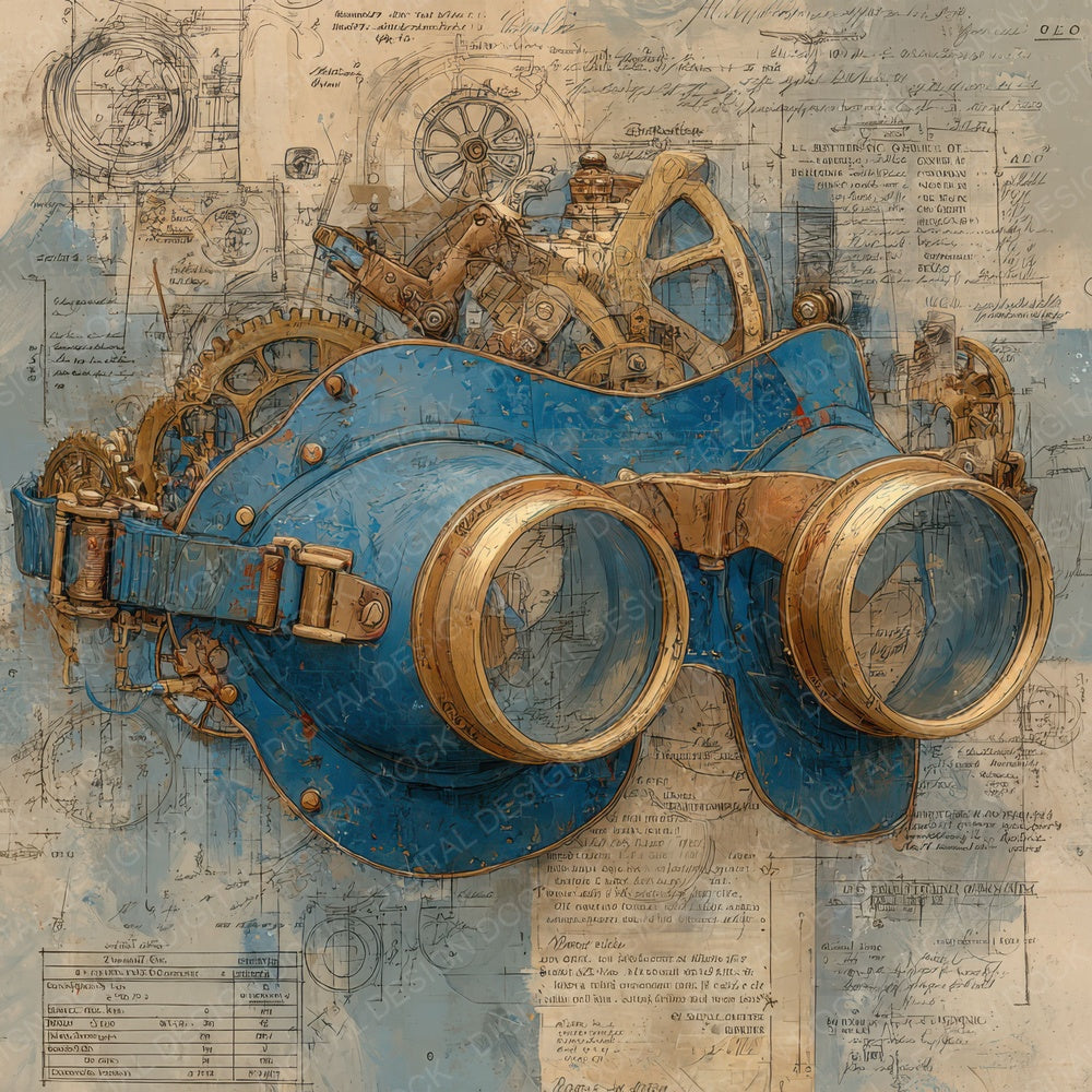 Steampunk Gear Collage Digital Paper Pack (DDD003848)