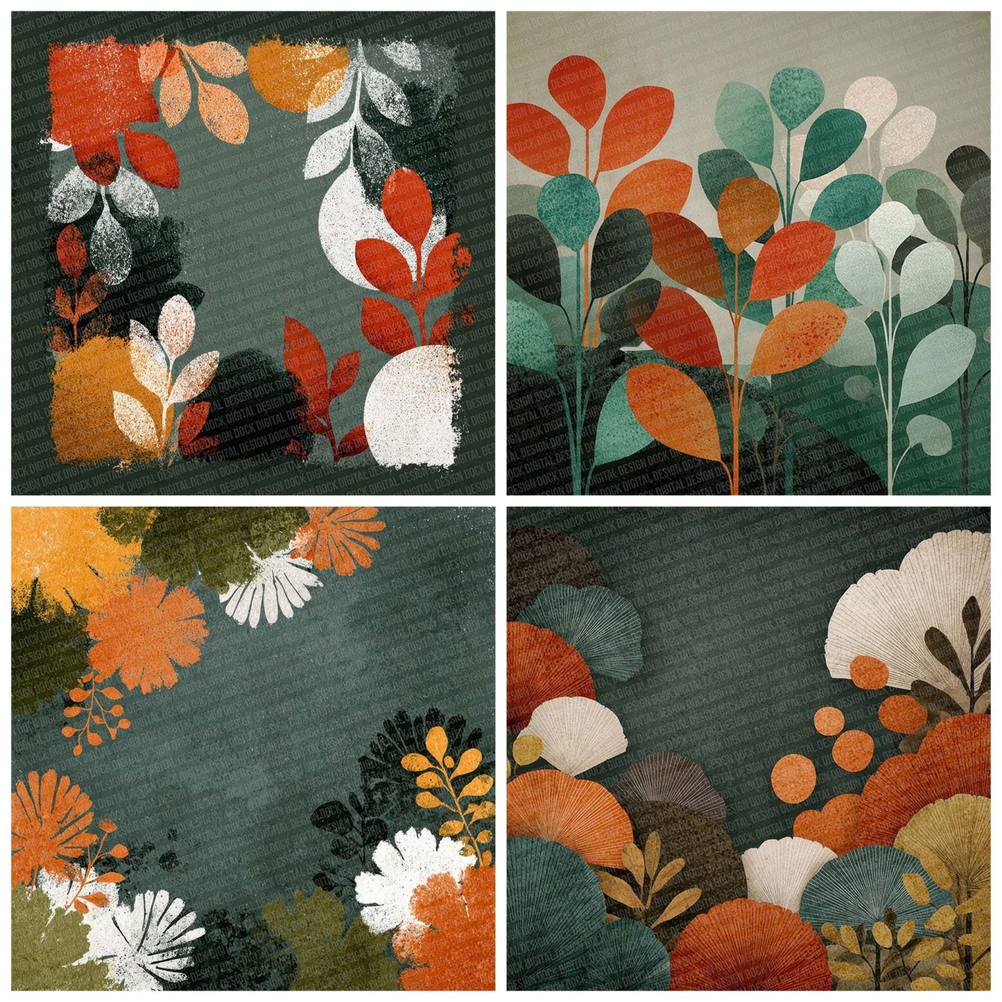 Stencil Leaf Graphic Digital Paper Pack (DDD003858)