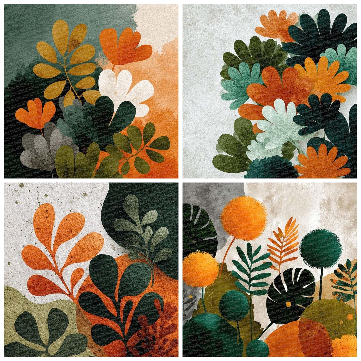 Stencil Leaf Graphic Digital Paper Pack (DDD003858)