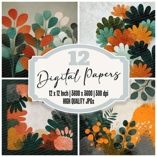Stencil Leaf Graphic Digital Paper Pack (DDD003858)