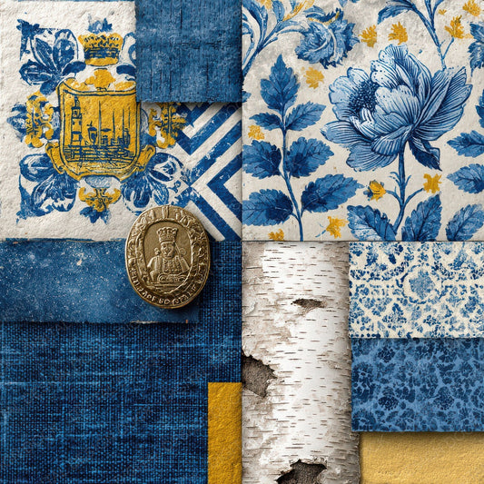 Stockholm Collage Birch Royal Map Digital Paper Pack (DDD003861)
