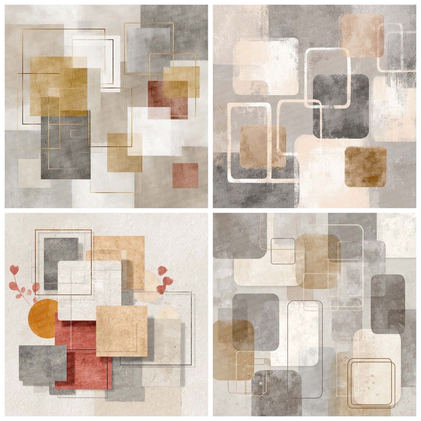 Stone Cream Minimal Background Digital Paper Pack (DDD003863)