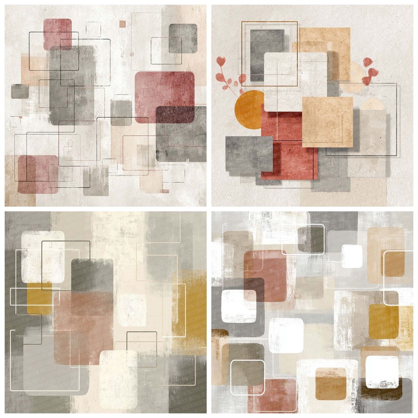 Stone Cream Minimal Background Digital Paper Pack (DDD003863)