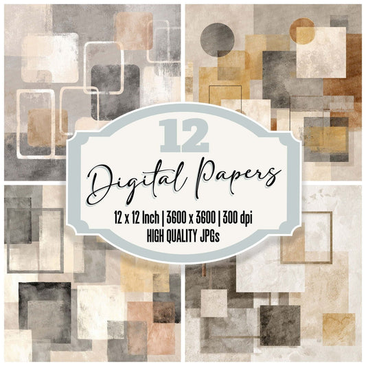 Stone Cream Minimal Background Digital Paper Pack (DDD003863)
