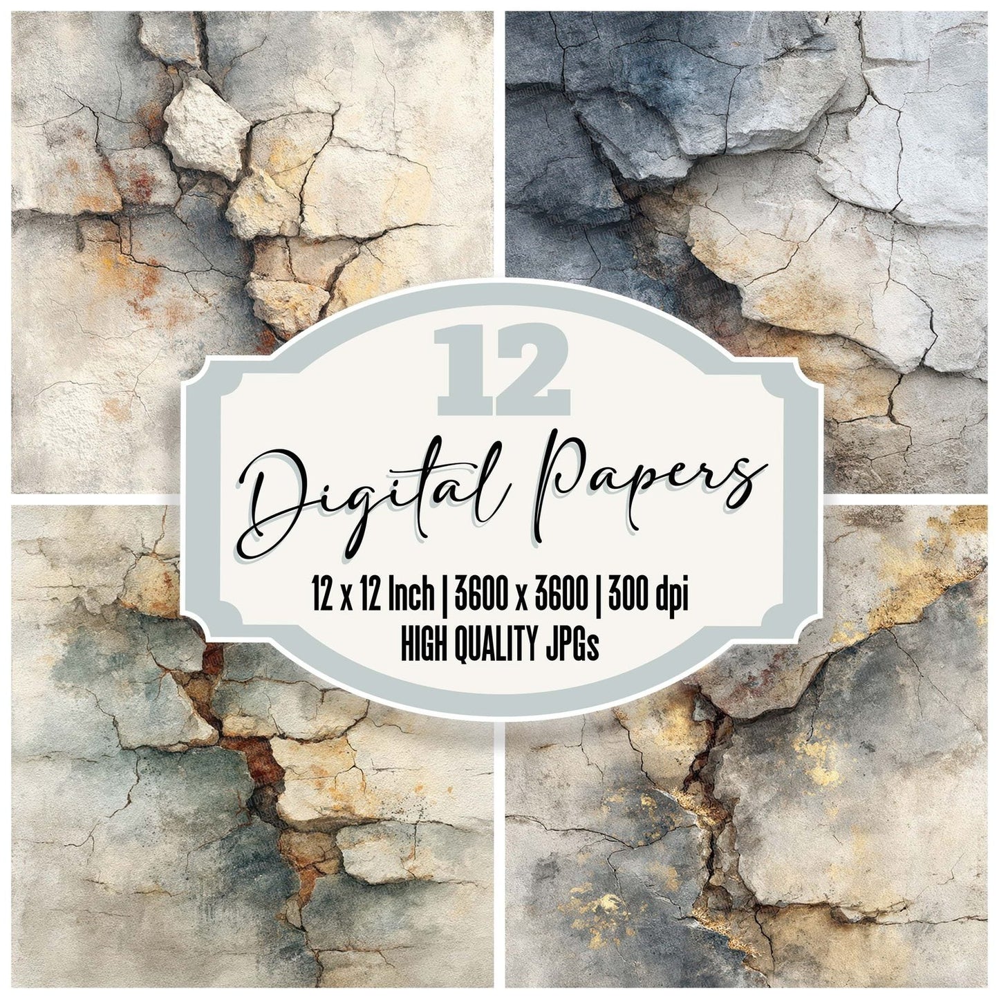 Stone Wall Crack Digital Paper Pack (DDD003865)