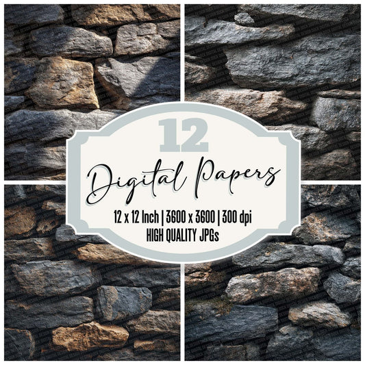 Stone Wall Texture Digital Paper Pack (DDD003866)