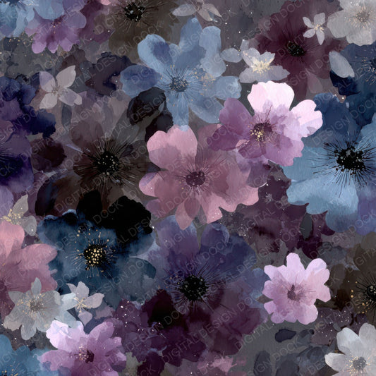 Storm Ink Florals Digital Paper Pack (DDD008024)