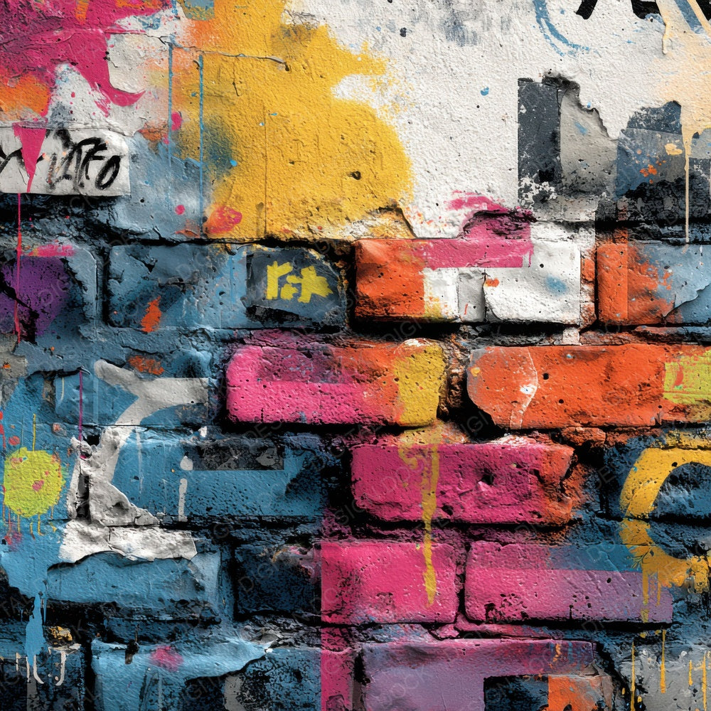 Street Art Neon Collage Digital Paper Pack (DDD003876)