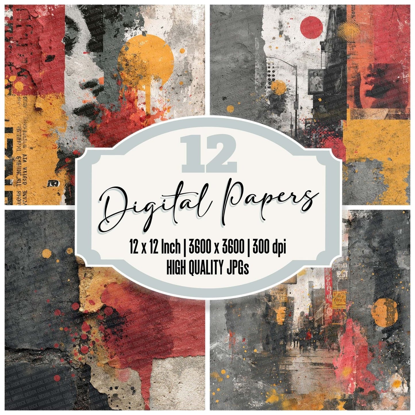 Street Art Poster Peel Digital Paper Pack (DDD003877)