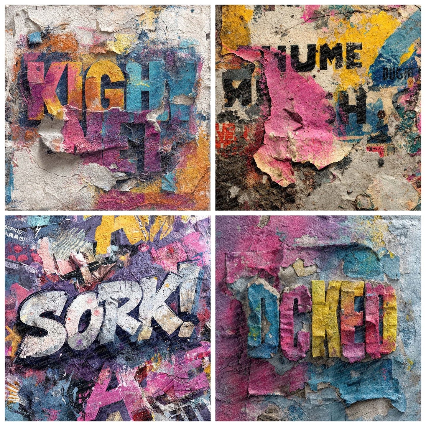 Street Art Torn Plaster Digital Paper Pack (DDD003878)