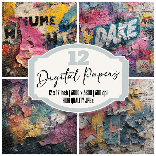 Street Art Torn Plaster Digital Paper Pack (DDD003878)