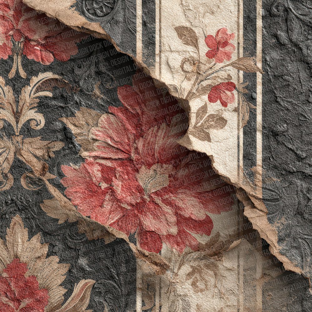 Striped Lace Damask Digital Paper Pack (DDD007733)