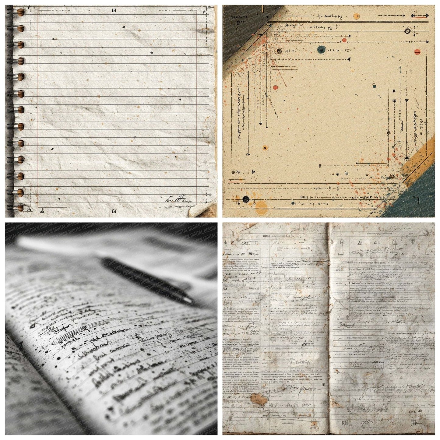 Study Notebook Marks Digital Paper Pack (DDD003882)