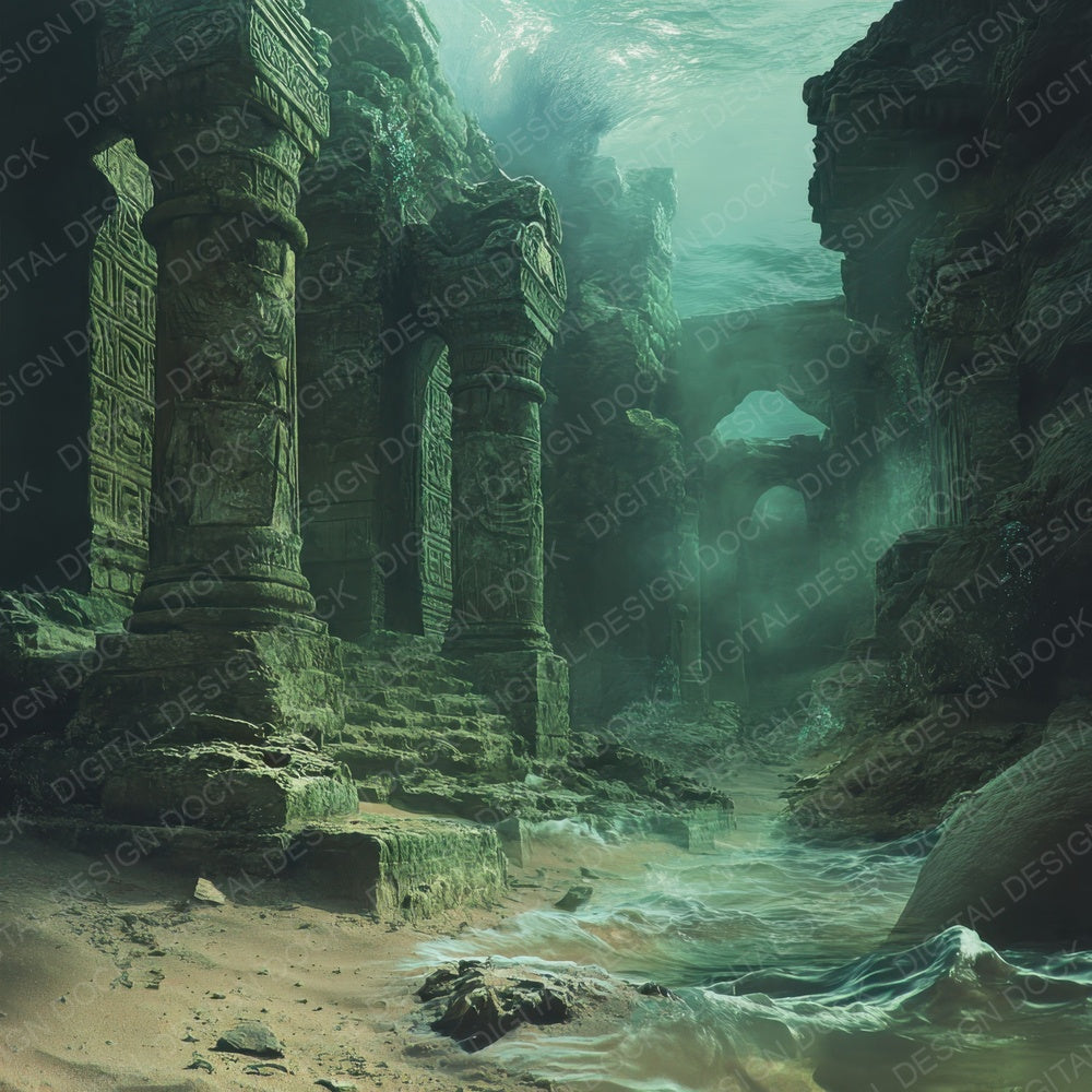 Submerged Ruins Background Digital Paper Pack (DDD003883)