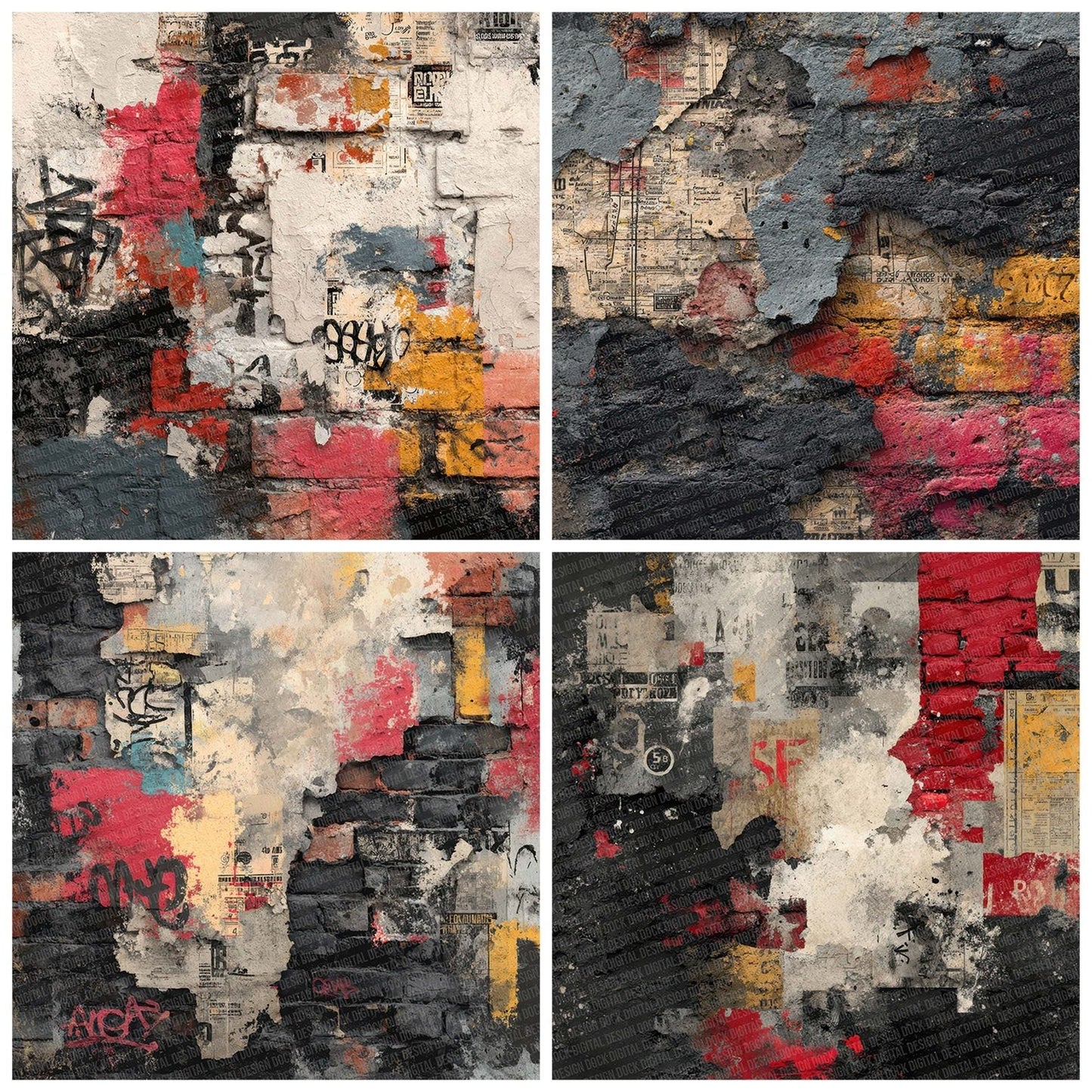 Subway Grunge Collage Digital Paper Pack (DDD003885)