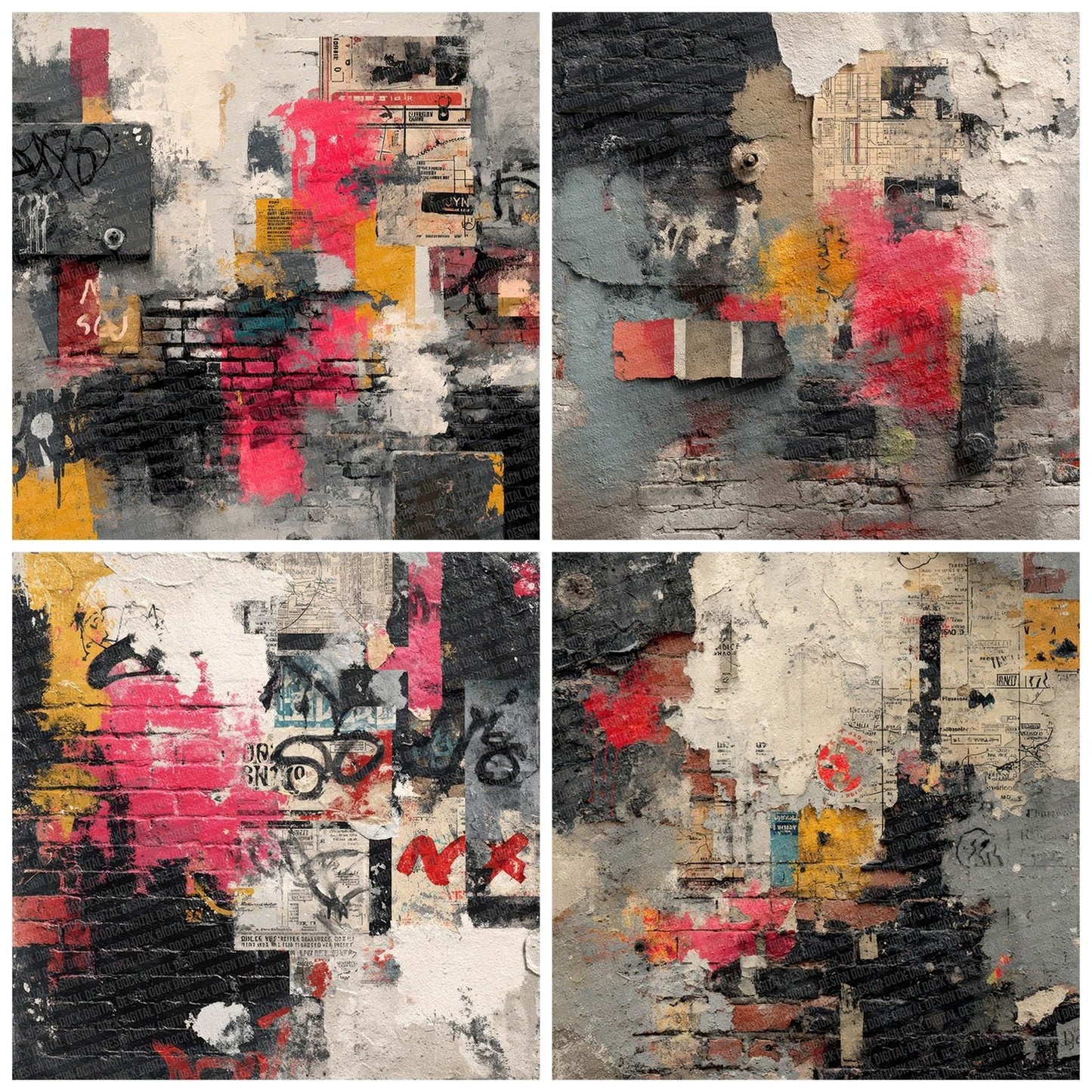 Subway Grunge Collage Digital Paper Pack (DDD003885)