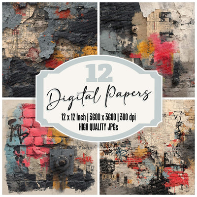 Subway Grunge Collage Digital Paper Pack (DDD003885)