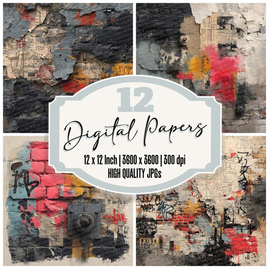Subway Grunge Collage Digital Paper Pack (DDD003885)