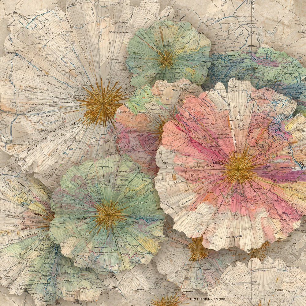 Subway Topo Map Flower Digital Paper Pack (DDD003886)