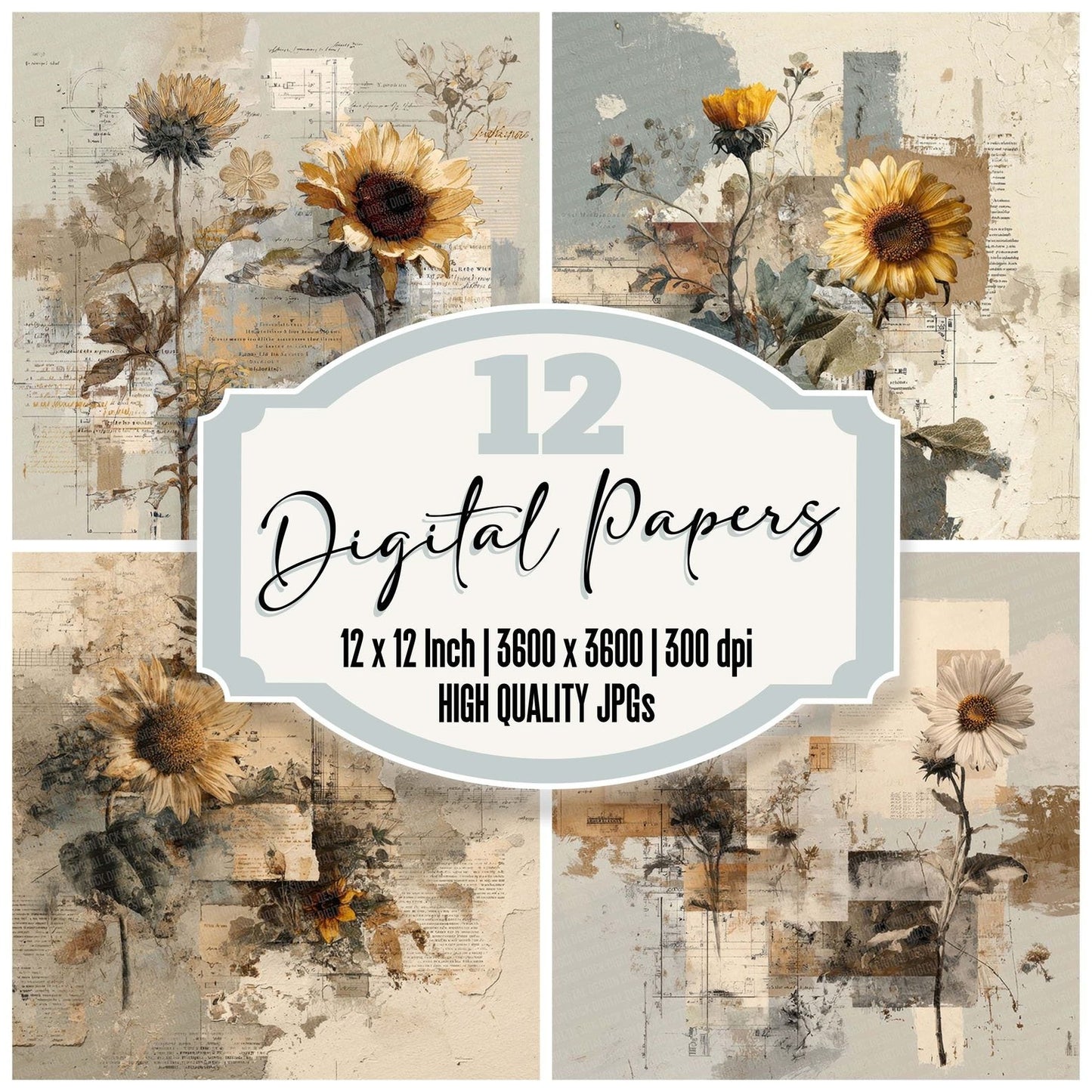 Sunflower Engineered Digital Paper Pack (DDD003898)