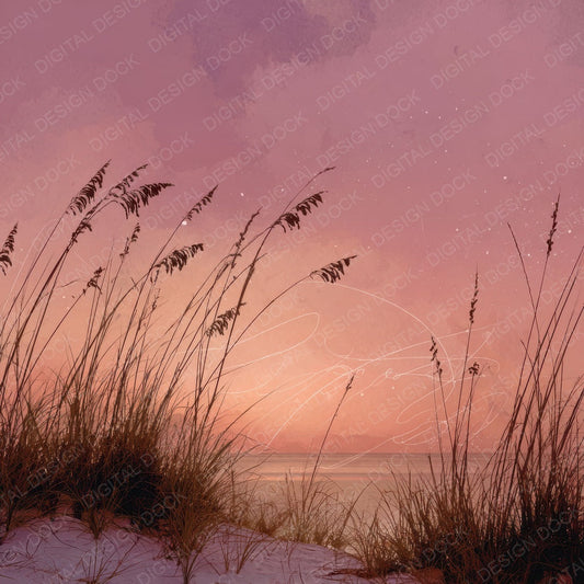 Sunset Dune Script Grass Digital Paper Pack (DDD003908)