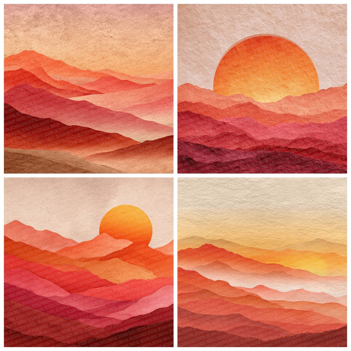 Sunset Glow Boho Landscape Digital Paper Pack (DDD003910)