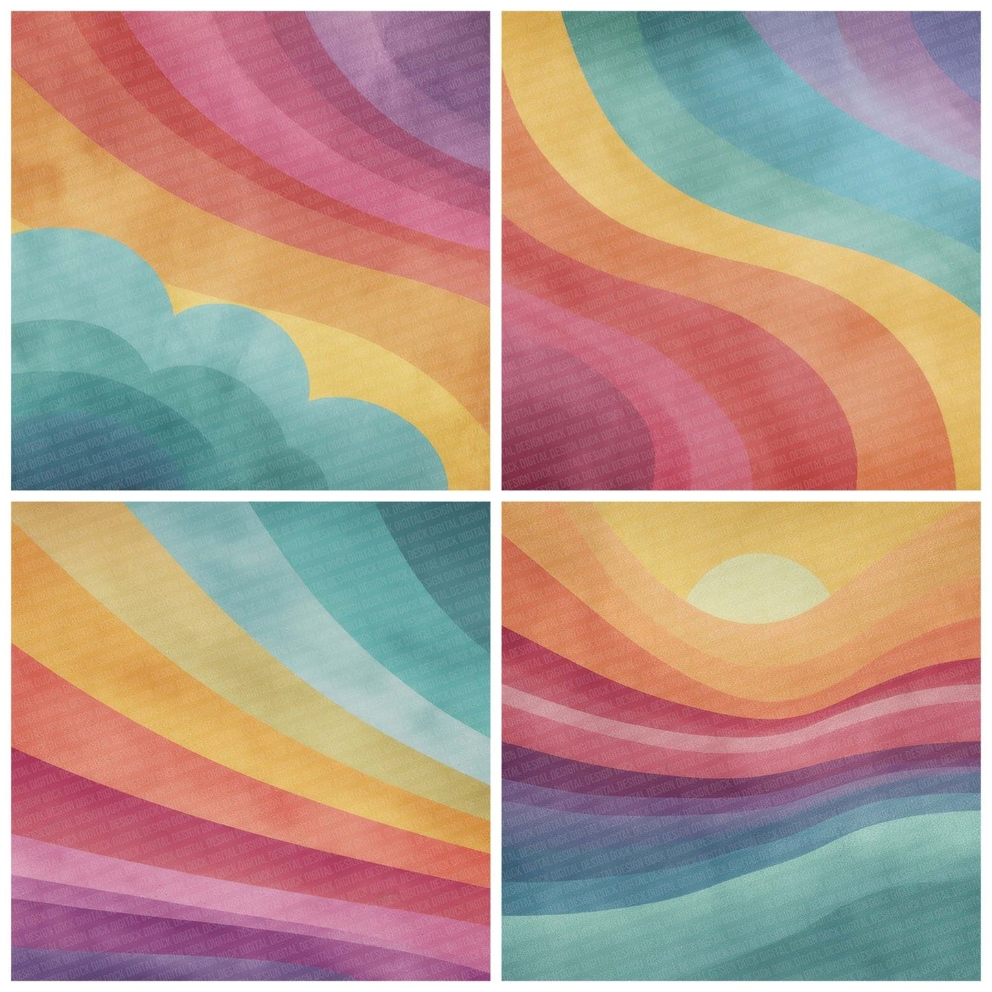 Sunset Wave Retro Digital Paper Pack (DDD003912)