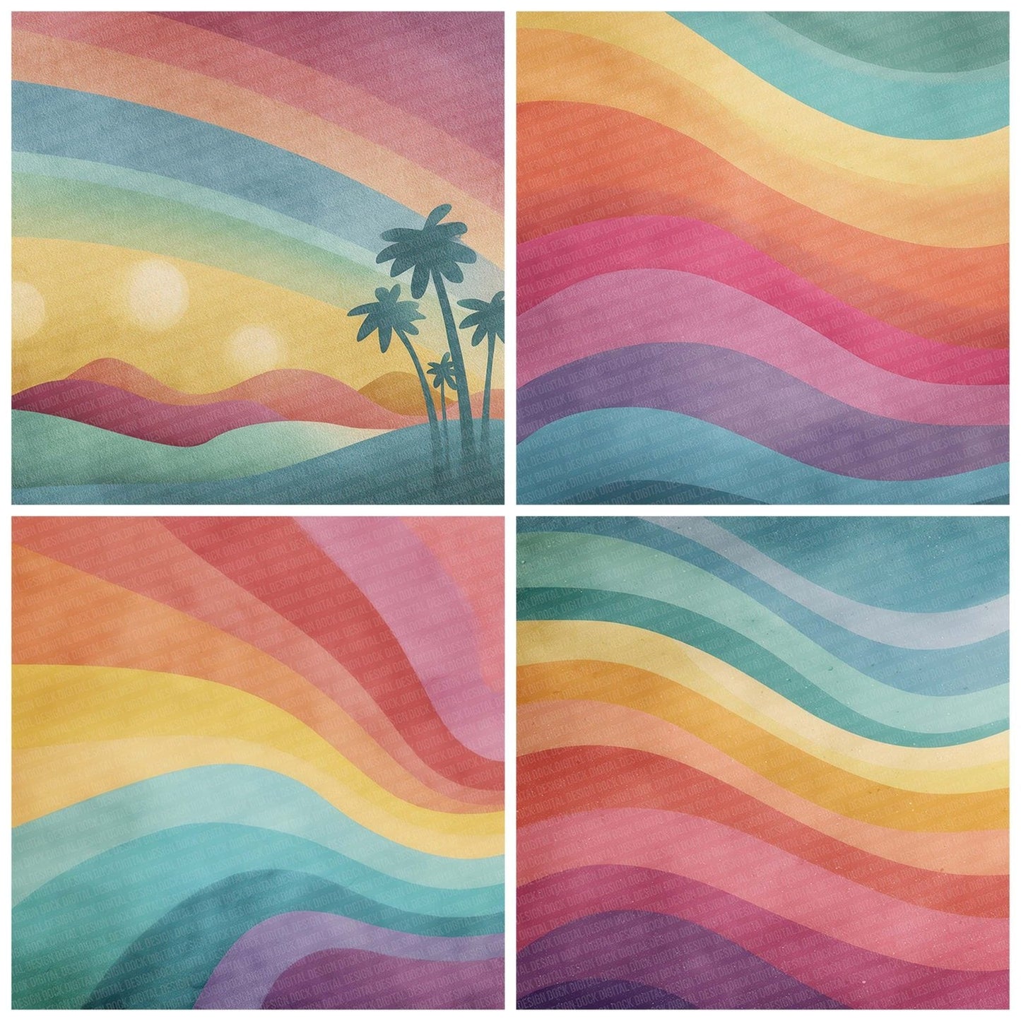 Sunset Wave Retro Digital Paper Pack (DDD003912)