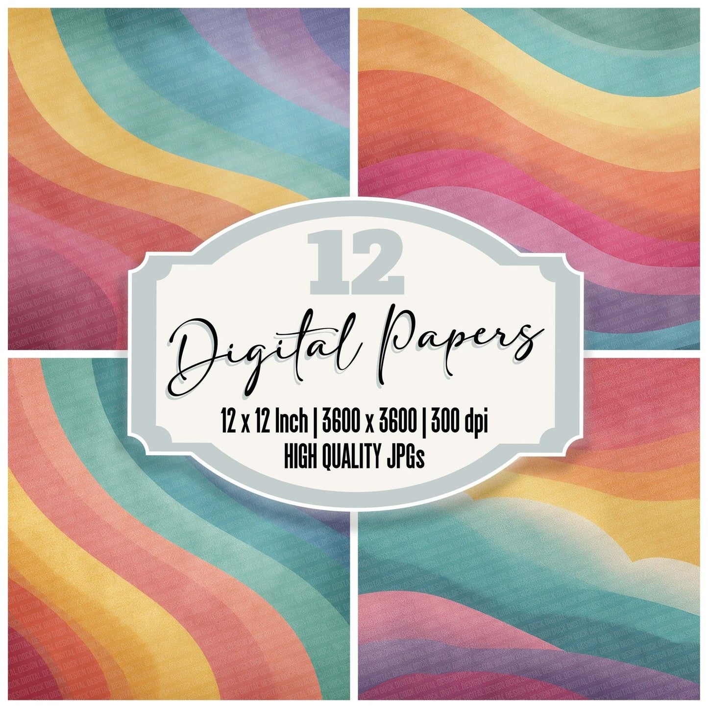 Sunset Wave Retro Digital Paper Pack (DDD003912)
