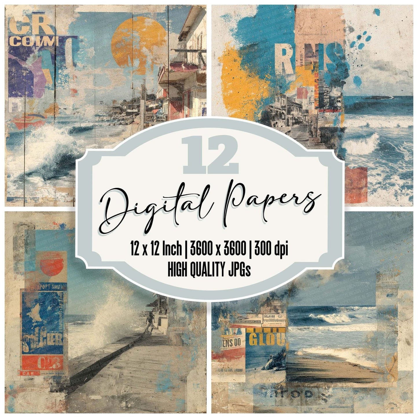 Surf Retro Rip Digital Paper Pack (DDD003913)