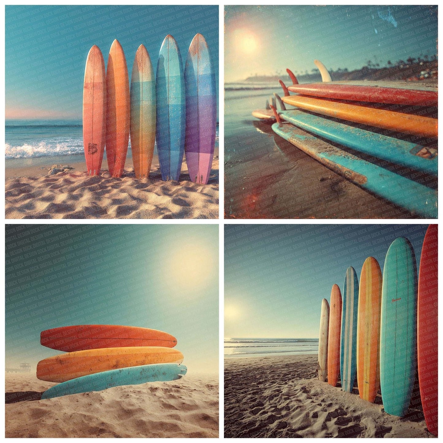 Surfboard Silhouettes Digital Paper Pack (DDD003914)