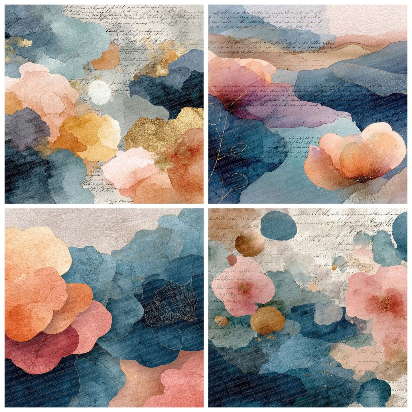 Surreal Dream Art Layers Script Digital Paper Pack (DDD003916)