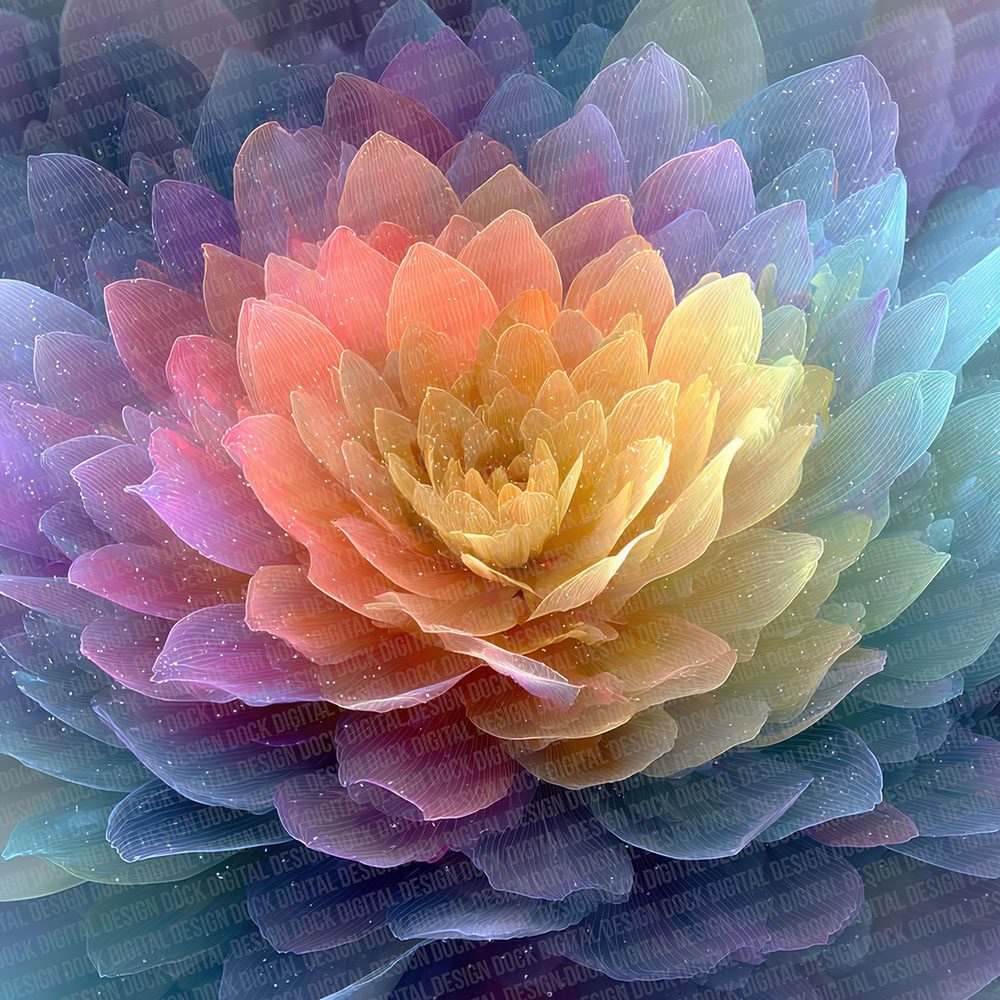 Swirl Petal Rainbow Floral Fusion Digital Paper Pack (DDD007735)