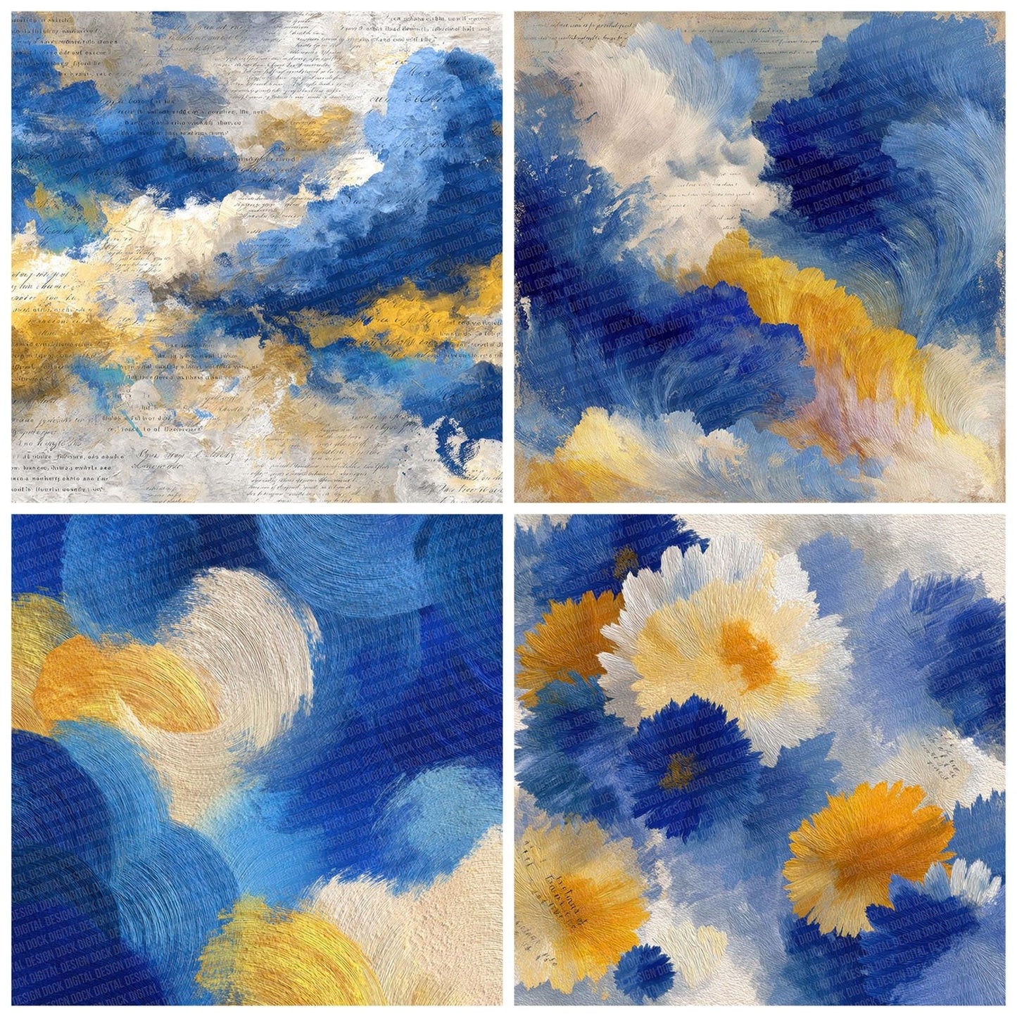 Swirl VanGogh Art Layers Script Digital Paper Pack (DDD003926)