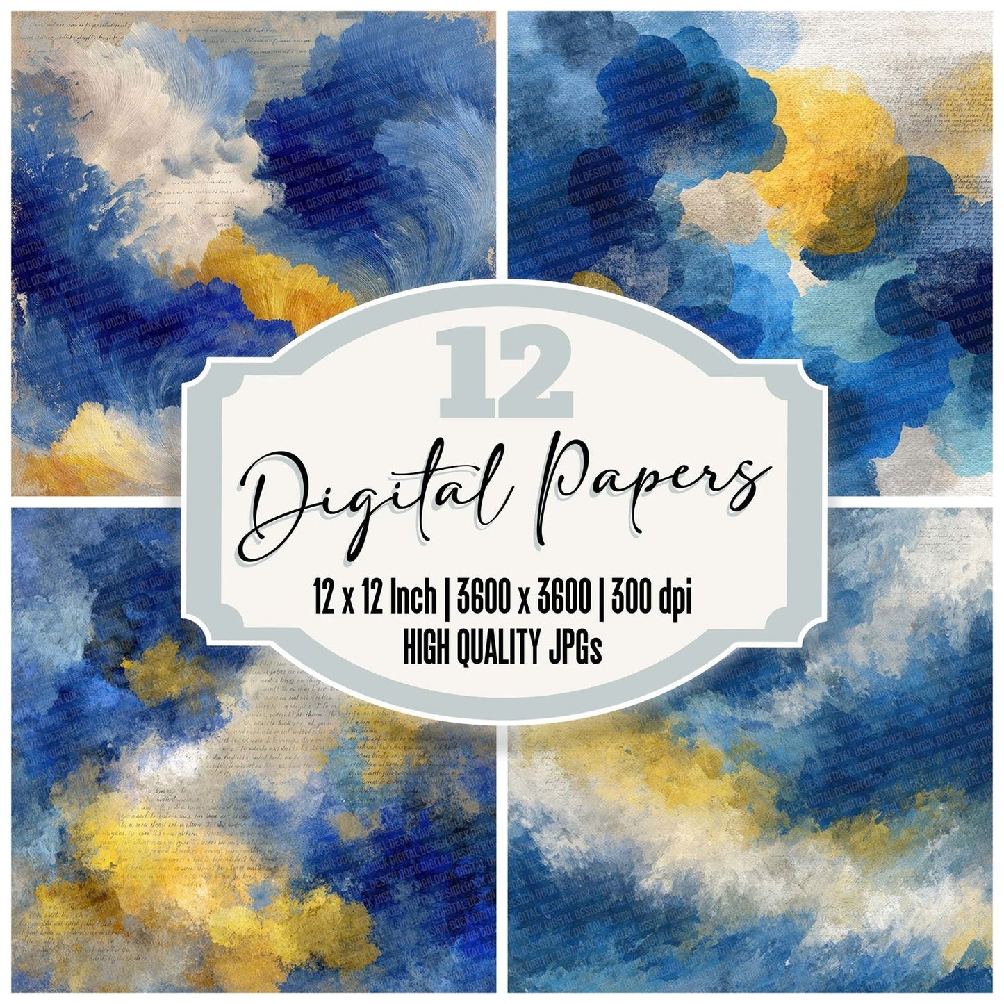 Swirl VanGogh Art Layers Script Digital Paper Pack (DDD003926)