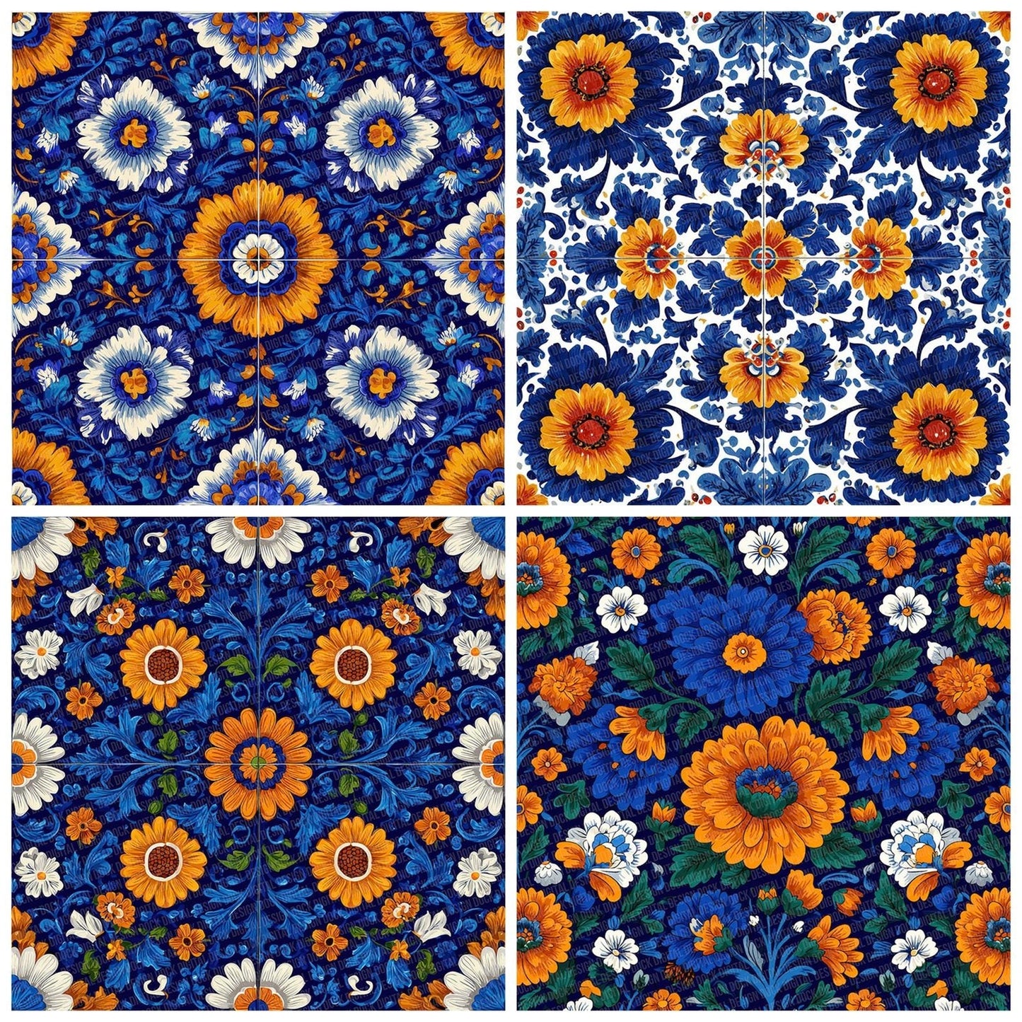 Talavera Floral Tile Digital Paper Pack (DDD003936)