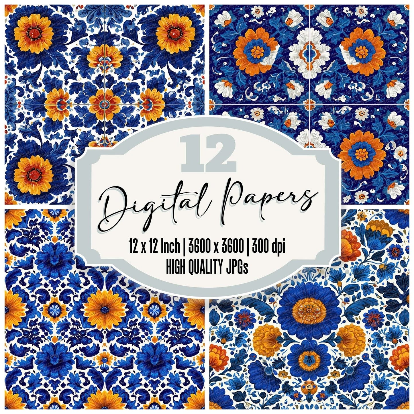 Talavera Floral Tile Digital Paper Pack (DDD003936)