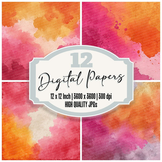 Tangerine Sorbet Splash Digital Paper Pack (DDD003940)