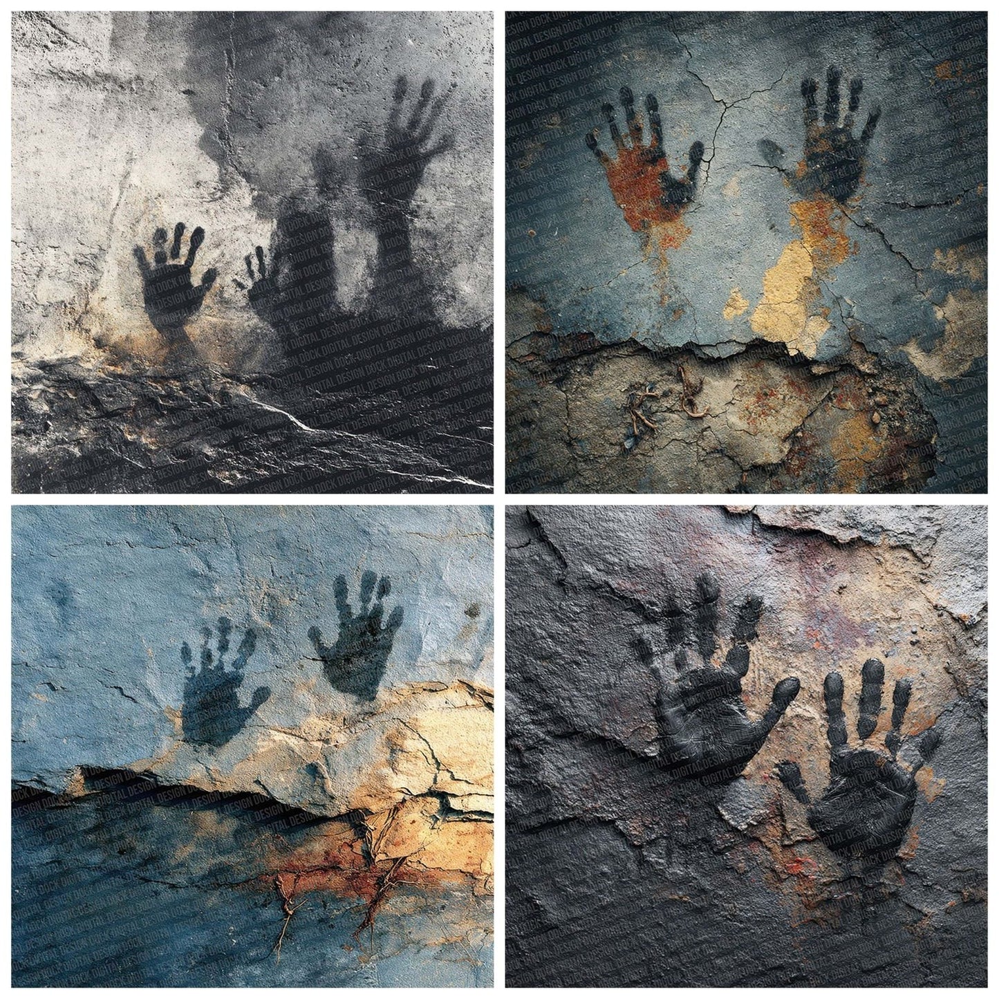 Tar Handprint Grunge Digital Paper Pack (DDD003943)