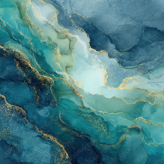 Teal Aqua Marble Digital Paper Pack (DDD003955)