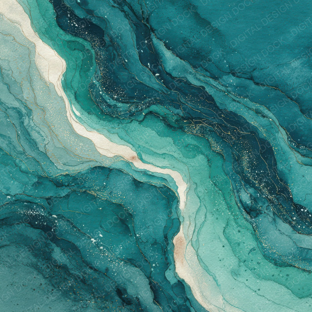 Teal Aqua Marble Digital Paper Pack (DDD003955)