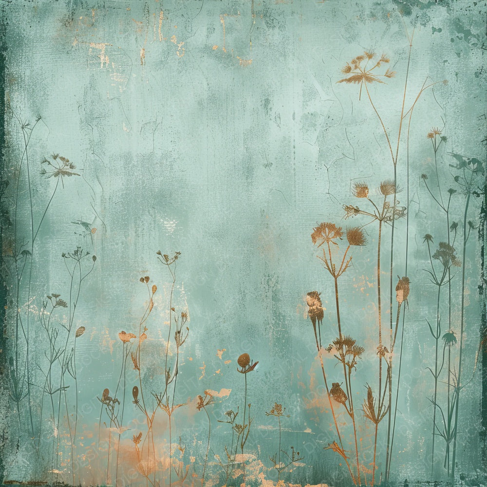 Teal Blue Floral Digital Paper Pack (DDD003956)